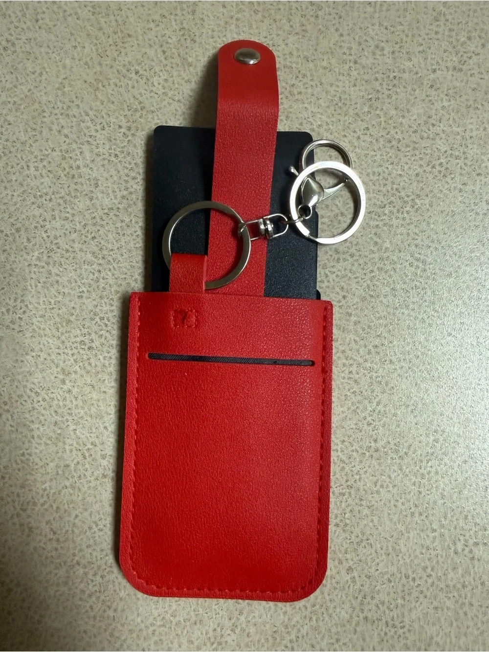 Red Paw-Embossed Card Holder Keychain